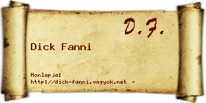 Dick Fanni névjegykártya